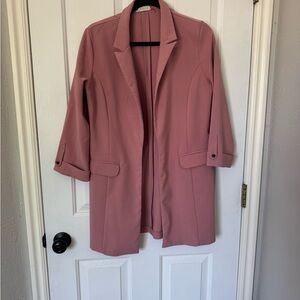 Elegant Pink Women's Long Blazer